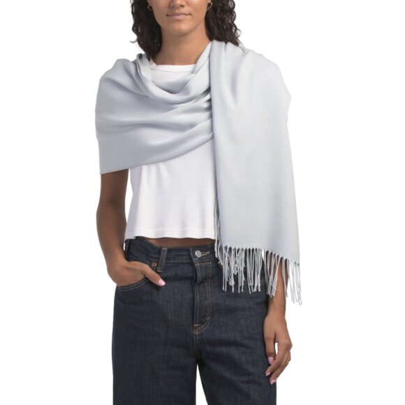 FATTORSETA Light Grey Made In Italy Pashmina Poncho - Picture 1 of 2